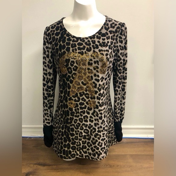 la petite Tops - lA Petite française léopard ladies top tunic long sleeves with in size 5 French